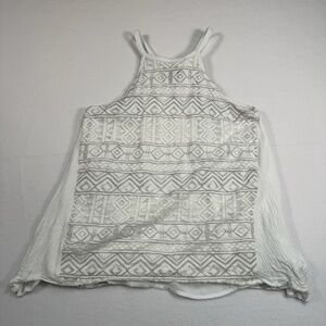 Ethereal Sleeveless High Neck Top Womens Size Medium Layered Lace Tie Back White